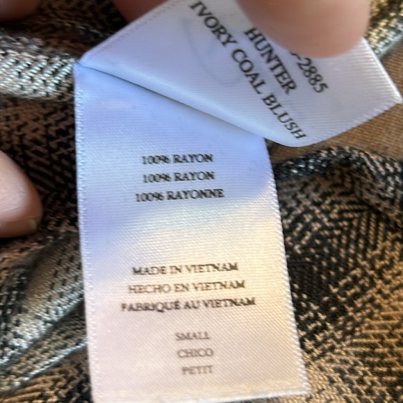 Rails Hunter Ivory Coal Blush Button Front Plaid Blouse Shirt Small Long Sleeve - Picture 13 of 13